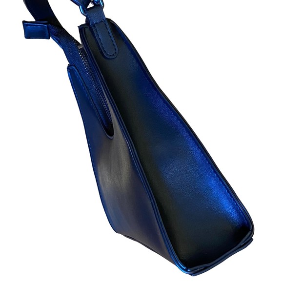 Black Triangle Faux Leather Small Crossbody Hand Bag - Picture 6 of 10